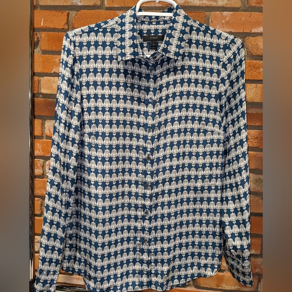 J. Crew Silk Blouse in Owl Print size 2 - Picture 1 of 4